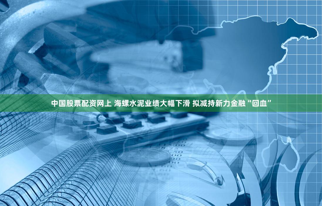 中国股票配资网上 海螺水泥业绩大幅下滑 拟减持新力金融“回血”