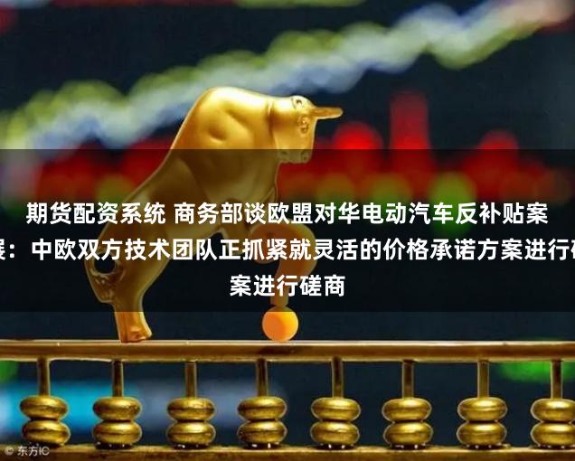 期货配资系统 商务部谈欧盟对华电动汽车反补贴案进展：中欧双方技术团队正抓紧就灵活的价格承诺方案进行磋商